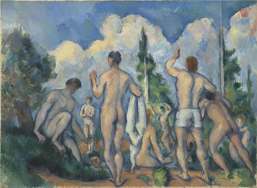 „Baigneurs“ von Cézanne (ca. 1890) in der Fondation Beyeler – impressionistisches Gemälde mit Badenden, Kunst-Ausstellung 2024