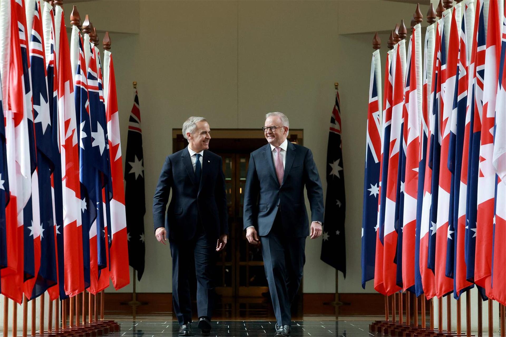 Australiens Premierminister Anthony Albanese empfängt kanadischen Amtskollegen Mark Carney in Canberra bei offizieller Begegnung