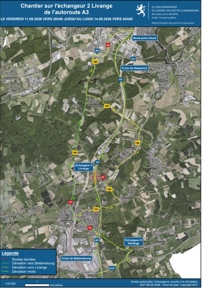 A3 bei Livingen: Anschlussstelle und N31 am Wochenende gesperrt A3 bei Livingen: Anschlussstelle und N31 am Wochenende gesperrt