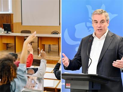 Bildungsminister Claude Meisch (rechts) verteidigt die Alphabetisierung auf Französisch – trotz widersprüchlicher Ergebnisse einer Studie