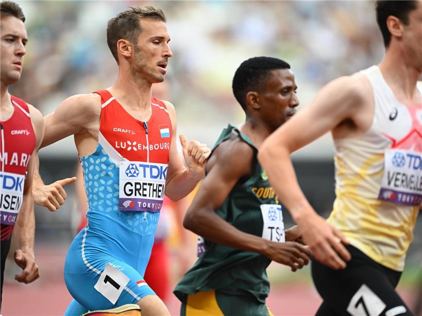 Charel Grethen beim letzten internationalen Leichtathletik-Wettkampf 2025 in Tokio, Sprint-Action und Fokus