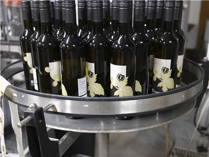 Verkaufsfertige Flasche Rivaner Weißwein mit Etikett, bereit für den Verkauf und Genuss