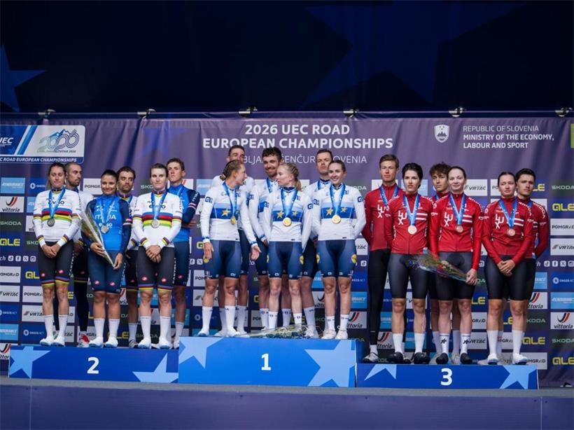 Das EM-Podium der Mixed-Staffel 2026