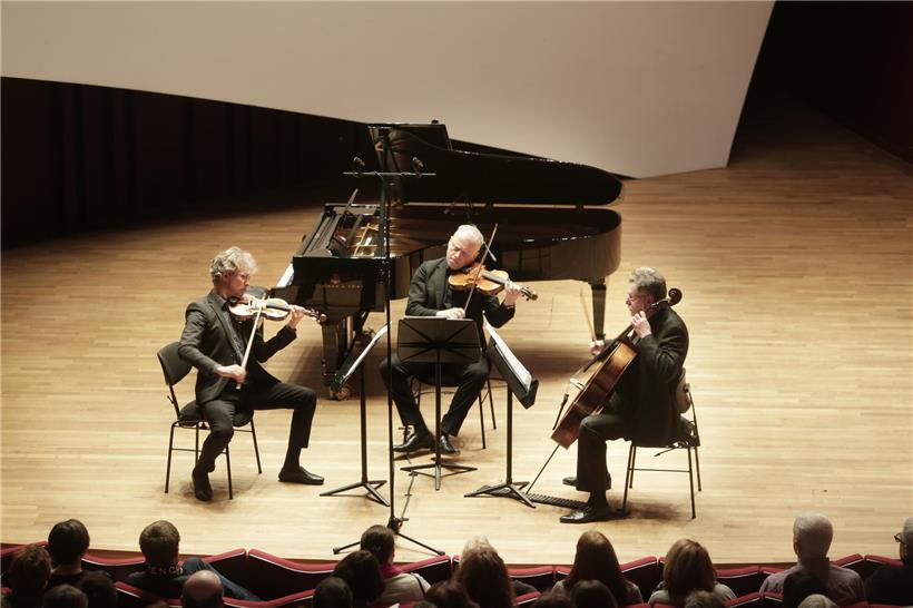 Das Trio Louvigny spielt live Konzert in der Philharmonie, klassische Musik, Klavier, Violine und Cello