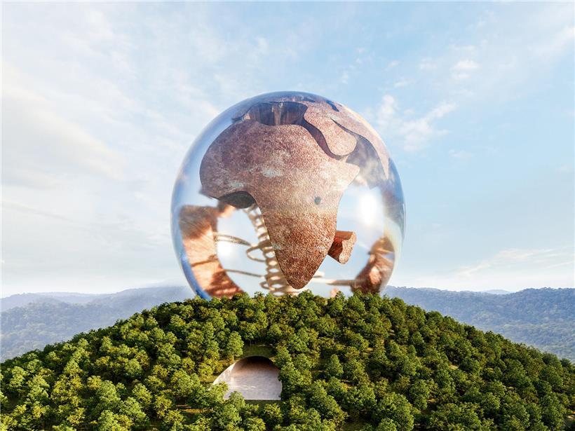 Was der Luxemburger Experte Régis Moes zum virtuellen Museum der Unesco zu Raubkunst sagt Außenansicht des UNESCO Museum of Stolen Cultural Objects in Form einer Weltkugel, Innenraum mit Baobab-Baum inspirierter Struktur