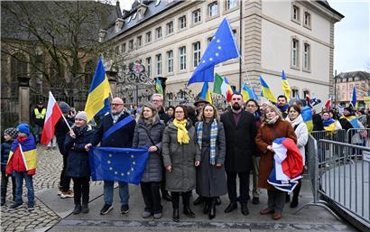 Demonstrationszug von LUkraine und Europäischer Kommission am Place de Clairefontaine in Luxemburg für Solidarität mit Ukraine