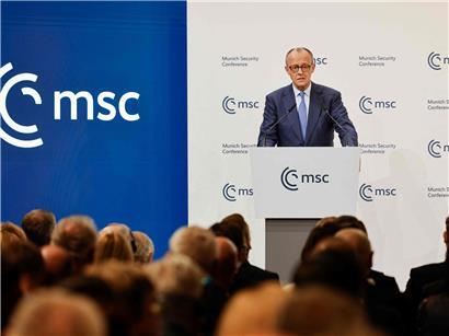 Friedrich Merz in München spricht über den Epochenwandel in US-Europa-Beziehungen seit Donald Trump