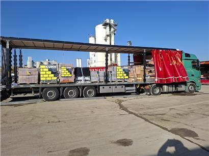 Hilfsgüter-LKW aus Luxemburg verlässt Schifflingen auf dem Weg zu Überschwemmungsopfern in Portugal, 3. Transportfahrt
