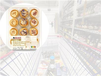 Feuilletés au fromage von Delhaize zurückgerufen wegen möglicher Gesundheitsrisiken, Verpackung mit Käseblätterteig sichtbar