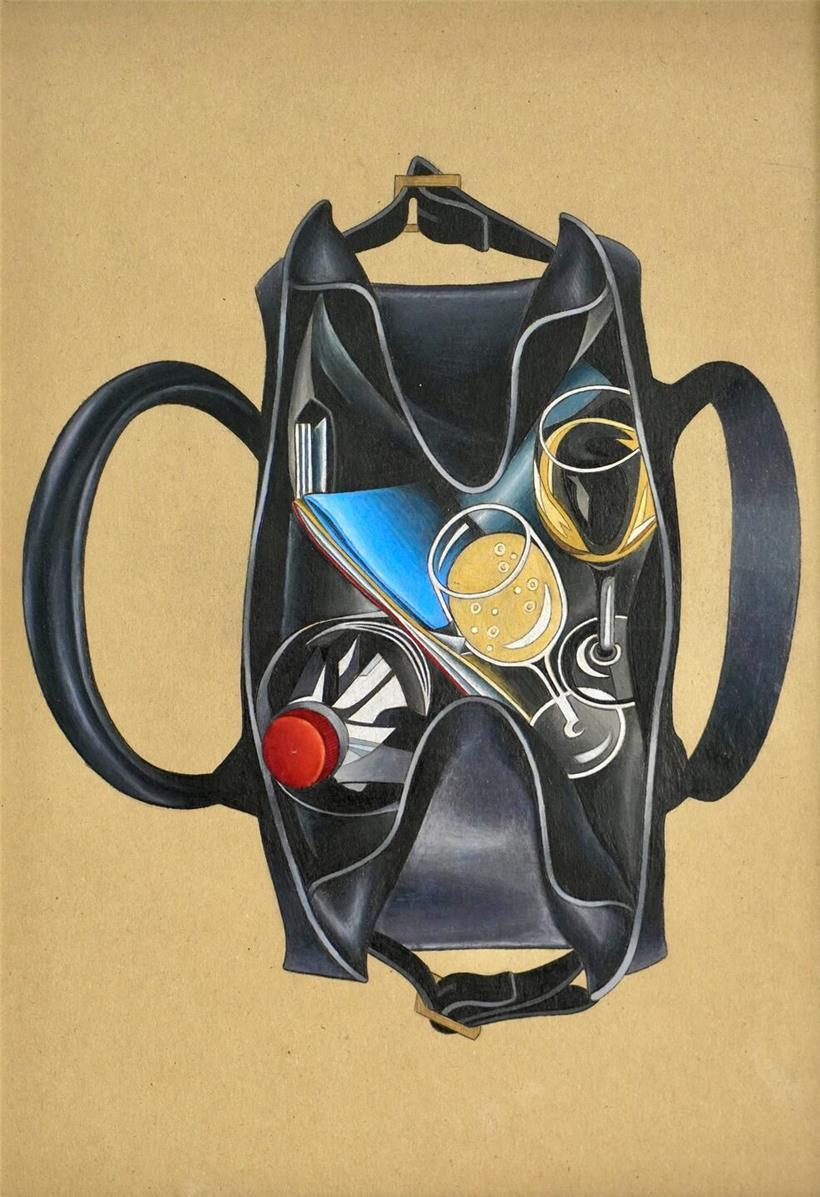 Künstlerin Lara Weiler gestaltet kreative Kunstwerke aus Einblicken in Handtaschen für modernes Design