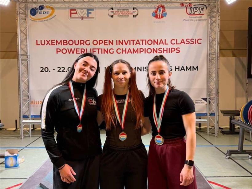 Luxemburger Damen Emma Weydert, Lara Fischbach und Diana Macedo in leichten Gewichtsklassen, Porträt im Sportkontext