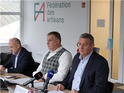 Spitze der Fédération des Artisans mit Generalsekretär Romain Schmit, Präsident Luc Meyer und stellvertretendem Generalsekretär Christian Reuter