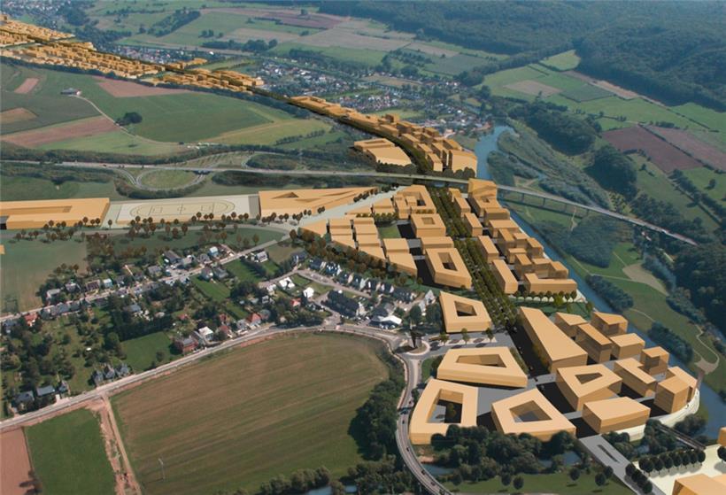 Die Zukunft einer ganzen Region steht auf dem Spiel. Hier ein Modellentwurf der möglichen Zentralachse einer sog. „Nordstad“, wo neue Wohn- und Arbeitsstätten entstehen könnten.
