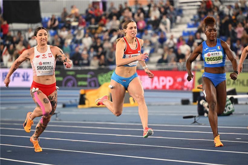 Ewa Swoboda, Patrizia Van der Weken und Zaynab Dosso beim Sprint-Finale der Leichtathletik-WM 2023