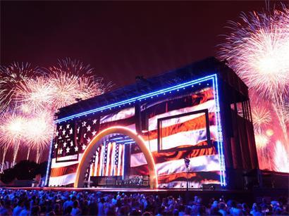 Feuerwerk explodiert über der National Mall in Washington bei der „Salute to America“ Feier zum 250. Unabhängigkeitstag der USA