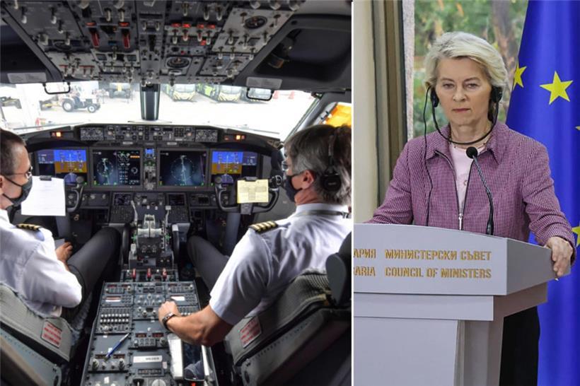Flugzeugcockpit (Symbolfoto), von der Leyen am Sonntag in Bulgarien: Gestörte Signale nicht unüblich
