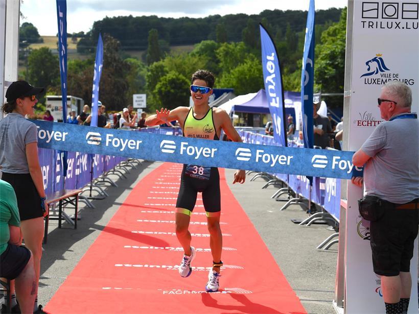 Sebastian Ziekman jubelt nach Sieg beim nationalen Sprinttitel in Echternach am Sonntag