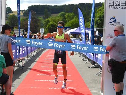 Sebastian Ziekman jubelt nach Sieg beim nationalen Sprinttitel in Echternach am Sonntag