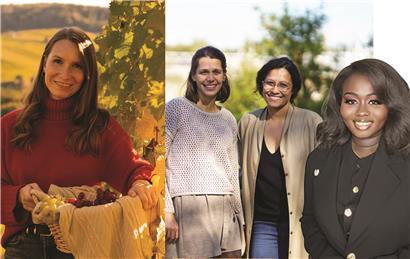 Drei Gründerinnen Ksenia Golubeva-Schmit, Charlotte Wirion, Imeshi Weerasinghe und Astou Ndiaye zusammenstehend