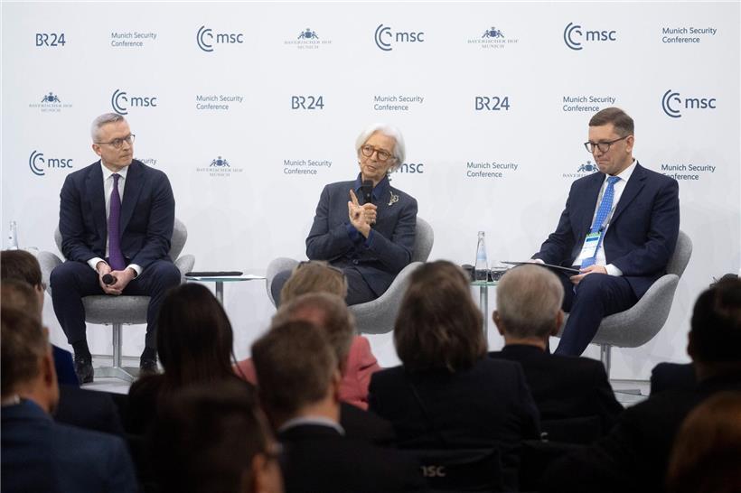 Karsten Wildberger, Christine Lagarde und Kristen Michal bei der 62. Münchner Sicherheitskonferenz zur Digitalisierung und Staatsmodernisierung