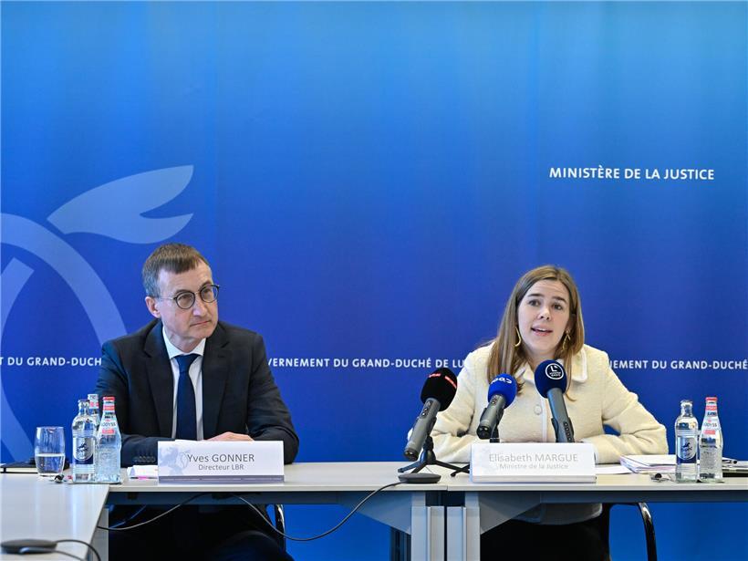 LBR-Direktor Yves Gonner, Justizministerin Elisabeth Margue und Daniel Ruppert, Verantwortlicher für das LBR im Justizministerium