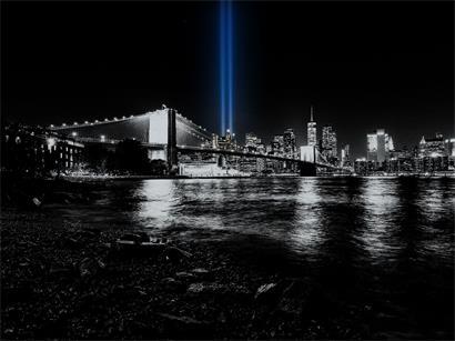 Lichtinstallation zum Gedenken der Opfer in New York