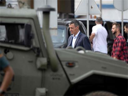 Pedro Sanchez am Grenzzaun Tarajal in Ceuta