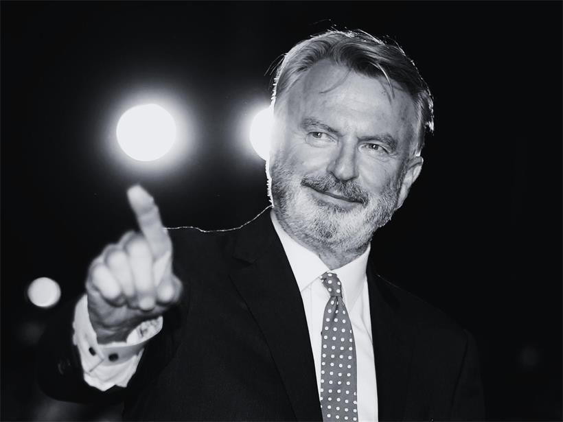 Sam Neill Portraitfoto – bekannter Schauspieler aus Jurassic Park und anderen Filmen