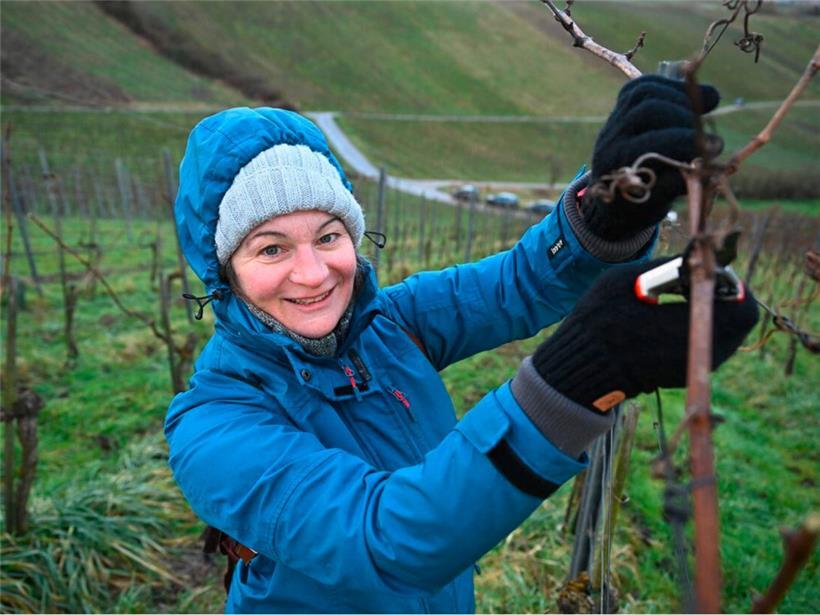 Sandra lässt sich auch von Wind und Schneefall nicht aus der Ruhe bringen
