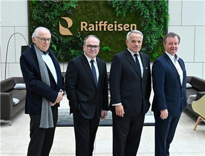 Vier Präsidenten des Direktionskomitees der Bank: Ernest Cravatte, Laurent Zahles, Guy Hoffmann und Yves Biewer über 20 Jahre