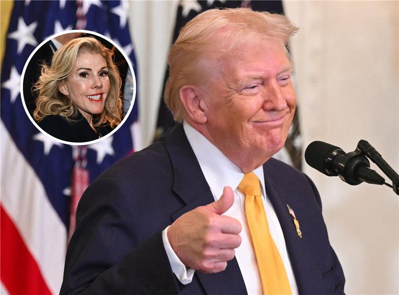 US-Präsident Donald Trump hält Rede zum Black History Month, neben US-Botschafterin Stacey Feinberg