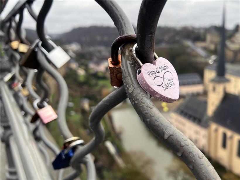 Vältesdag Léift Symbol mit Herz und Kosenimm, romantisches Valentinstag Bild auf hellem Hintergrund