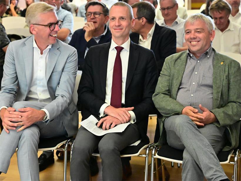 Wollen vorbereitet sein (v.l.): Innenminister Léon Gloden, Umweltminister Serge Wilmes (beide CSV) und Mondorfs Bürgermeister Steve Reckel (DP)